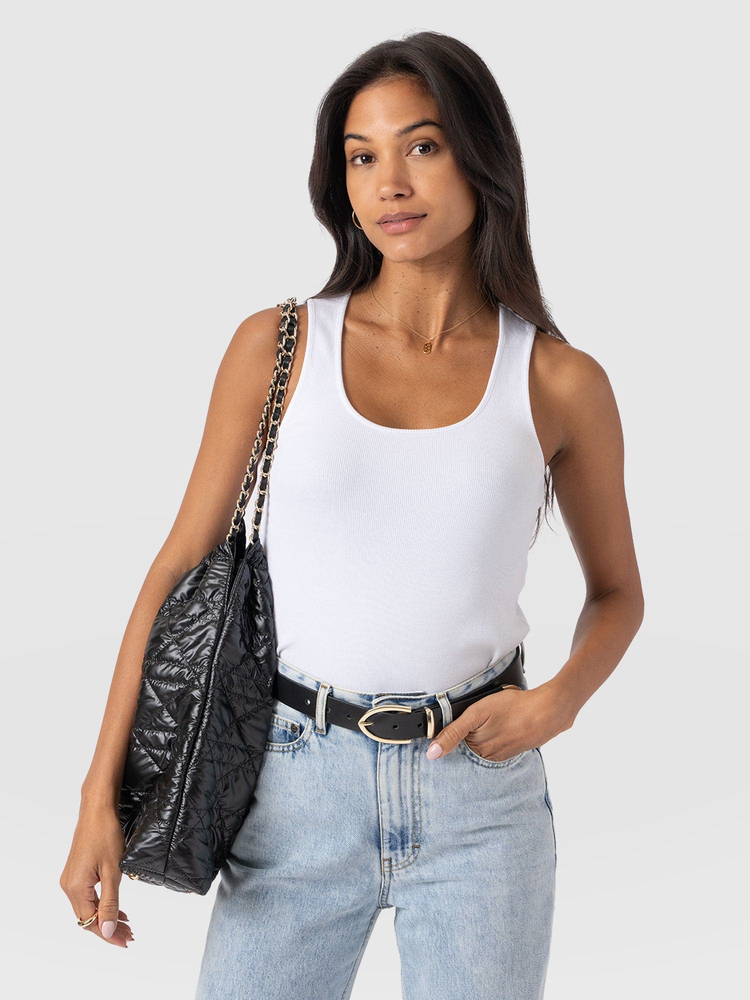 Olivia Rib Vest White - Women's Vests | Saint + Sofia® USA